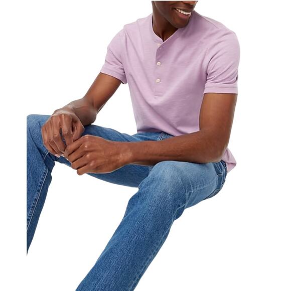 NWT J. Crew Men's Violet Mist Purple Short-Sleeve Slub Cotton Henley - Picture 3 of 9